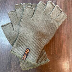 First Lite Half Finger Wool Gloves - Green